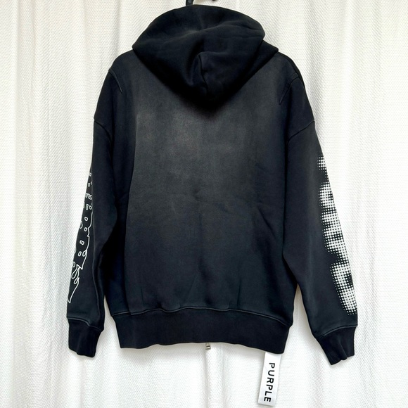 PURPLE BRAND Black Wordmarks Full Zip Hoodie XS - Picture 8 of 8